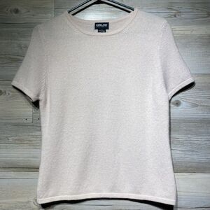 Kirkland 2-Ply Cashmere Short Sleeve Pullover Sweater Pink / Beige Women’s Small
